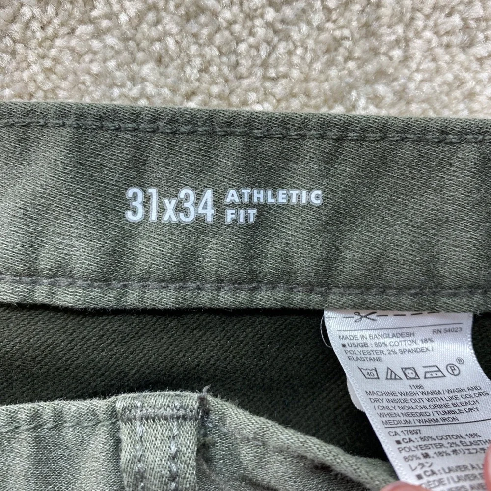 Banana Republic‎ Jeans Mens 31x34 Athletic Fit Travel Olive Green Stretch Chino